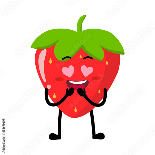 Cute Hand Drawn Crazy In Love Strawberry
