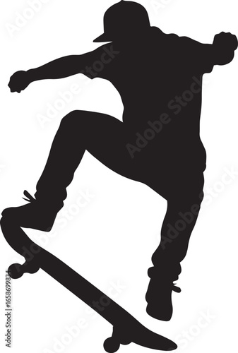 Skateboarder Silhouette Jump Extreme Sport Street Style Urban Art