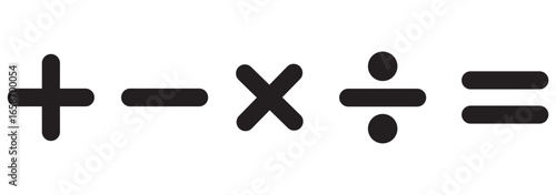 Plus, minus, multiply, divide and equal sign icon design set. EPS 10