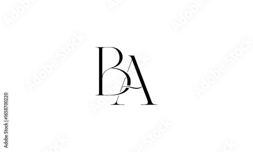 BA initial letters, monogram logo