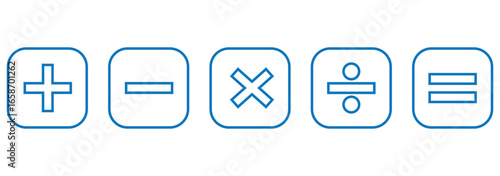 Addition, subtraction, multiplication, division, equal sign, icon symbol. Mathematical symbol icon. EPS  10