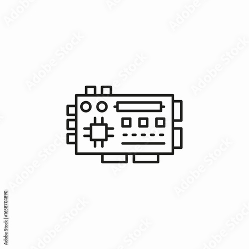 circuit board with chips icon sign vector