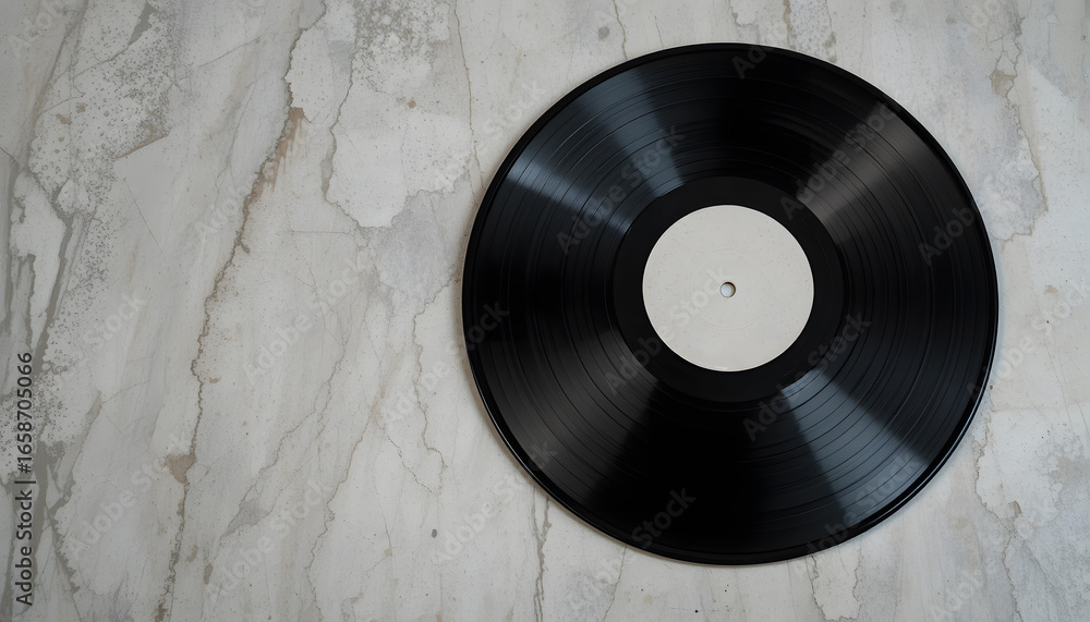 Obraz premium Single Vinyl Record on Marble Surface