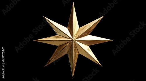 Golden Star on Black Background.