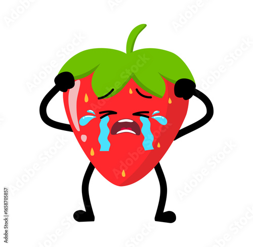 Cute Hand Drawn Strawberry Crying Out Loud