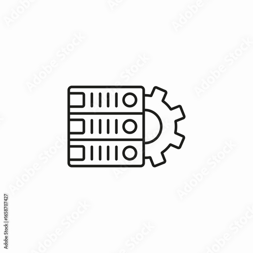 server rack and gear icon sign vector