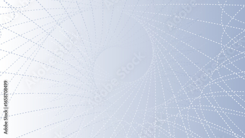 Abstract digital background with flowing dotted lines forming a tunnel like structure on a smooth gradient gray surface creating a modern and minimal design