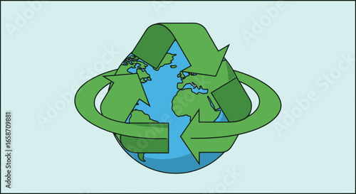 recycle symbol on green background