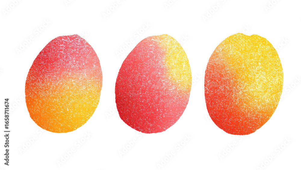 Obraz premium Three stylized mango slices