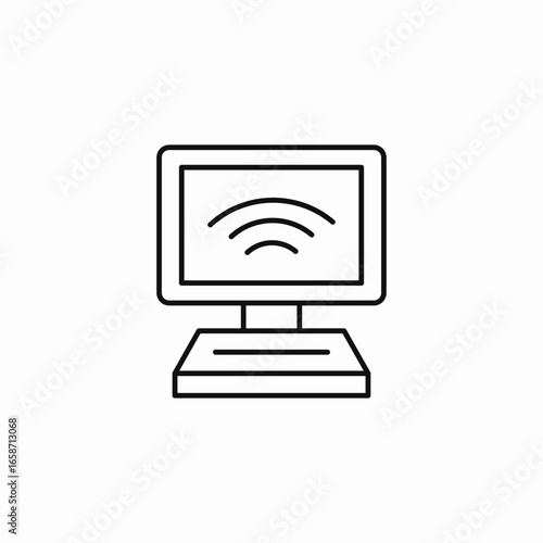 desktop computer wifi icon sign vector