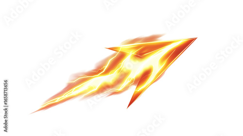 A bright orange arrow shoots out of the sky, leaving a trail of fire behind it
