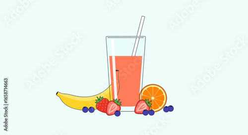 Refreshing Smoothie With Summer Fruits And Berries For Healthy Lifestyle