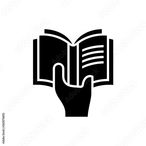 Hand Holding Open Book Symbol of Knowledge Learning and Education with Human Involvement
