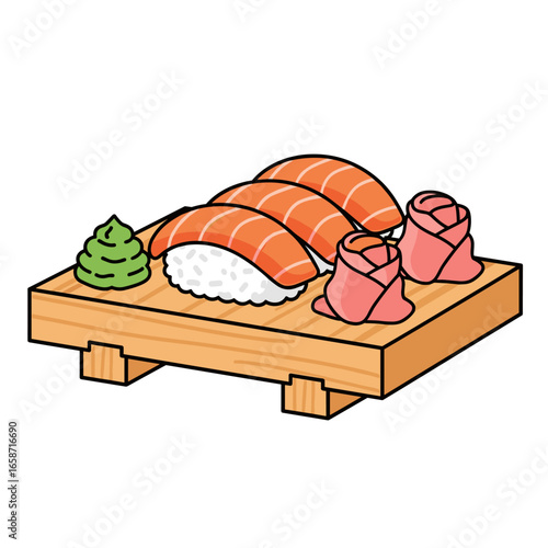 sushi illustration vector food icon concept flat design modern minimal art japanese cuisine