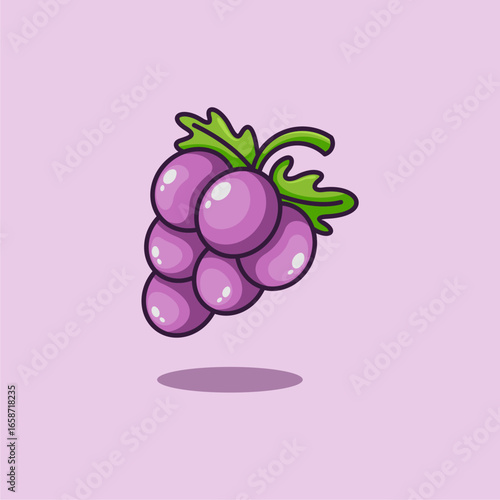 cute cartoon grapes in doodle style