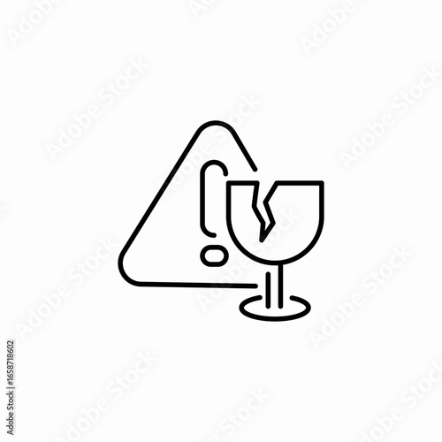 broken glass with an exclamation mark icon sign vector