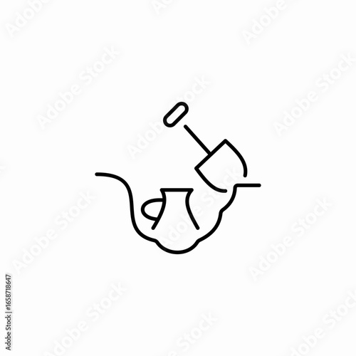 buried urn and shovel icon sign vector