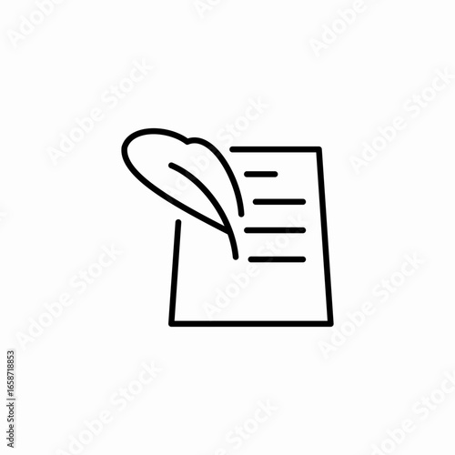document with quill pen icon sign vector