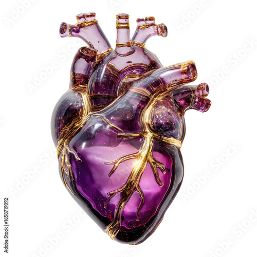 Wallpaper Mural A translucent, amethyst-colored heart, seemingly glass or crystal, with gold-hued veins Torontodigital.ca