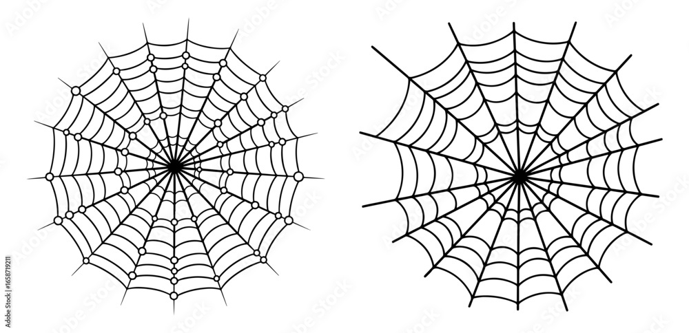 Fototapeta premium Vector art of two spider webs