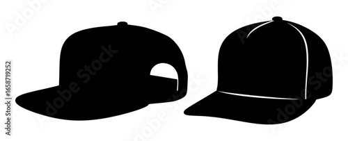 Vector art of two black baseball caps