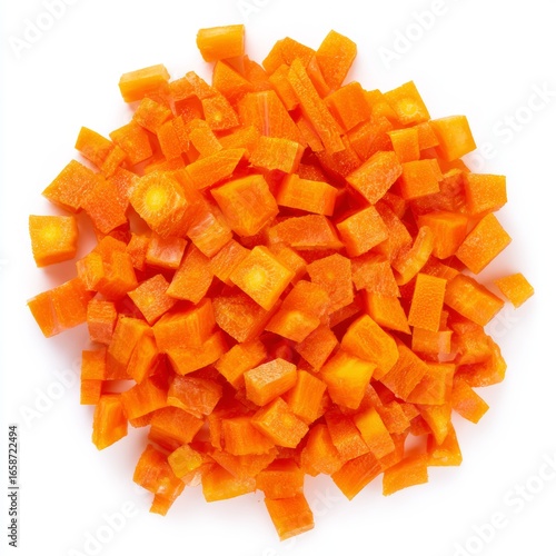 Wallpaper Mural Freshly diced carrots, a vibrant ingredient ready for culinary use. These orange cubes are perfect for adding color and flavor to any dish. Torontodigital.ca
