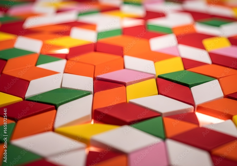 Obraz premium Colorful geometric pattern of isometric cubes in a vibrant mosaic