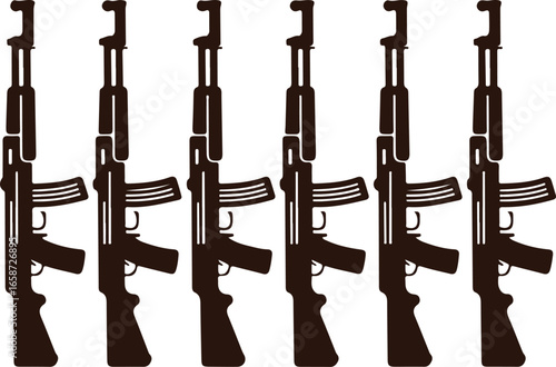 AK47 Rifle Silhouette Vector Set – Military Gun Icon Collection