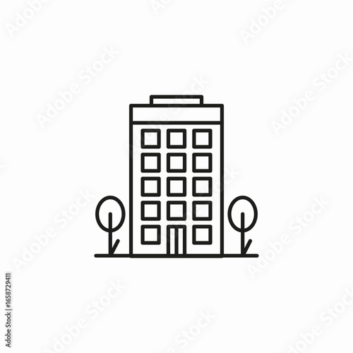 multistory office building icon sign vector