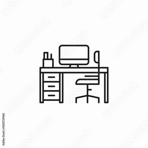 office desk chair icon sign vector