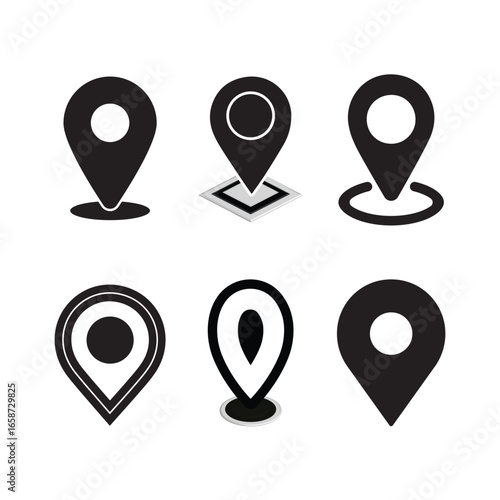 Location pin icons set navigation gps marker collection in flat outline and filled styles map pointer symbols for travel business and digital design elements