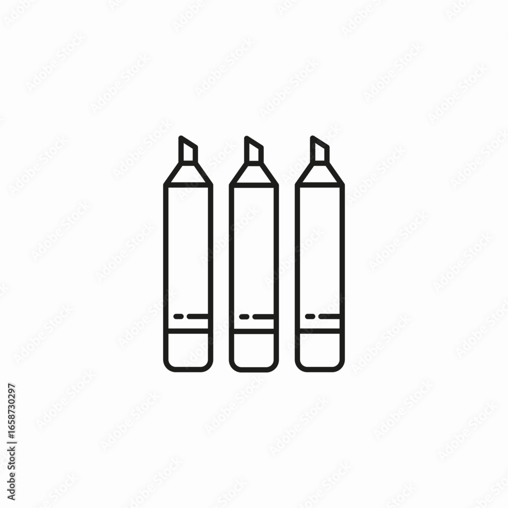 three highlighter pens icon sign vector three highlighter pens icon sign vector