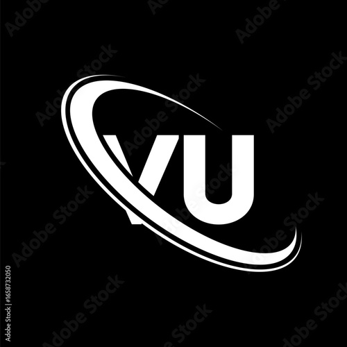VU logo. V U design. White VU letter. VU/V U letter logo design. Initial letter VU linked circle uppercase monogram logo.