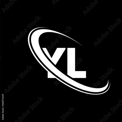 YL logo. Y L design. White YL letter. YL/Y L letter logo design. Initial letter YL linked circle uppercase monogram logo.