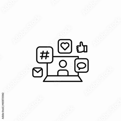 computer social activity icon sign vector
