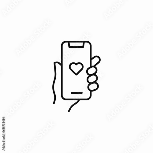 mobile phone heart icon sign vector