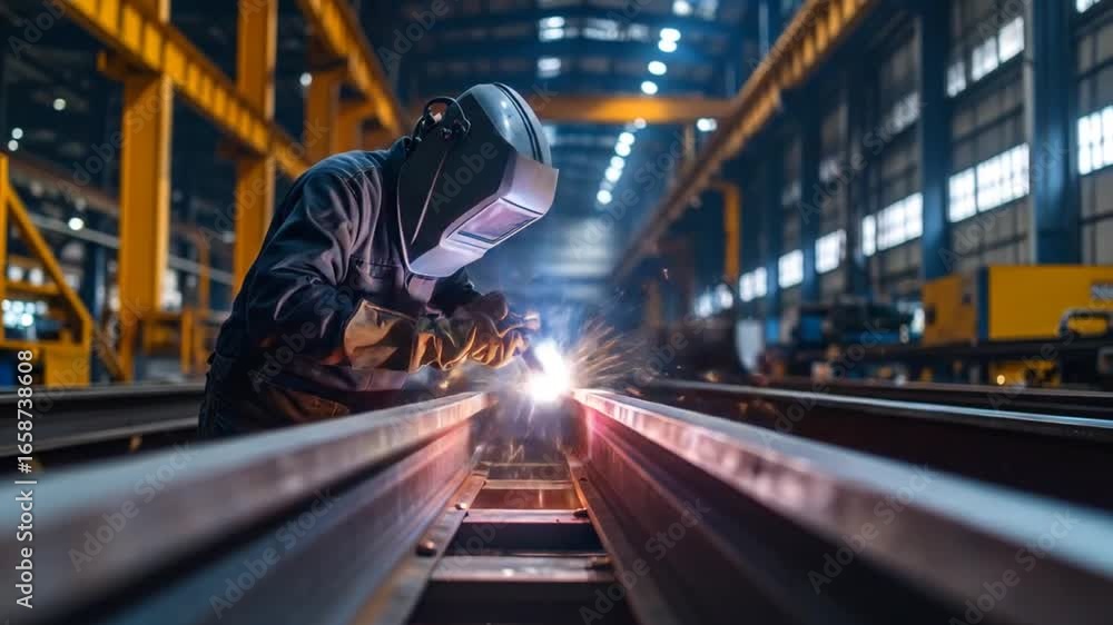 Industrial Welding Sparks: A Skilled Worker's Metal Fabrication Process Industrial Welding Sparks: A Skilled Worker's Metal Fabrication Process