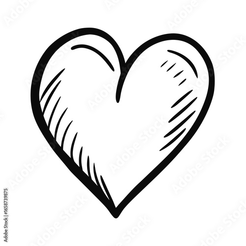 Charming hand-drawn heart symbol radiating warmth and affection, perfect for expressing love, care, and emotional connection in any design project, conveying heartfelt sentiment.