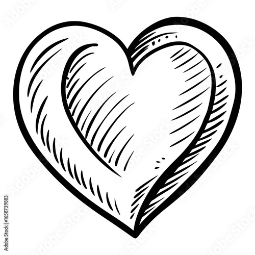 Express your heartfelt emotions with this charming hand-drawn heart graphic, perfect for conveying love, care, and affection in your creative projects.