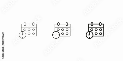 calendar with clock icon icon sign vector