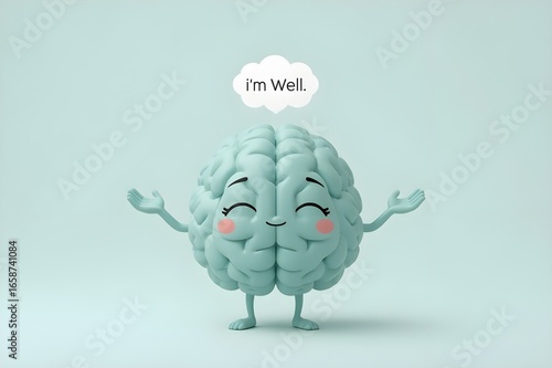 A healthy, happy brain in a solid background.mental health day concept.	