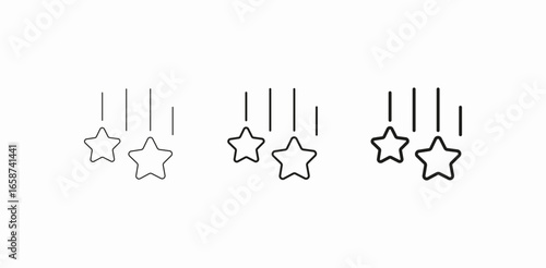two falling stars rating icon sign vector