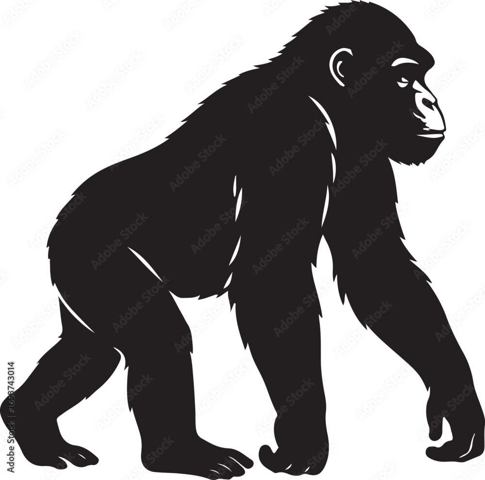 Fototapeta premium Stylized ape silhouette in vibrant color palette illustration