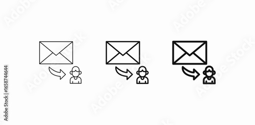 forwarding email to person icon sign vector