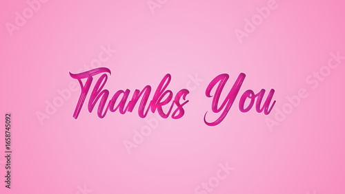 Pink Thanks You Text Graphic with Handwritten Brush Style on Soft Background