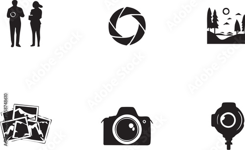 Photography and Camera Equipment Icons - Vector Graphic Set

