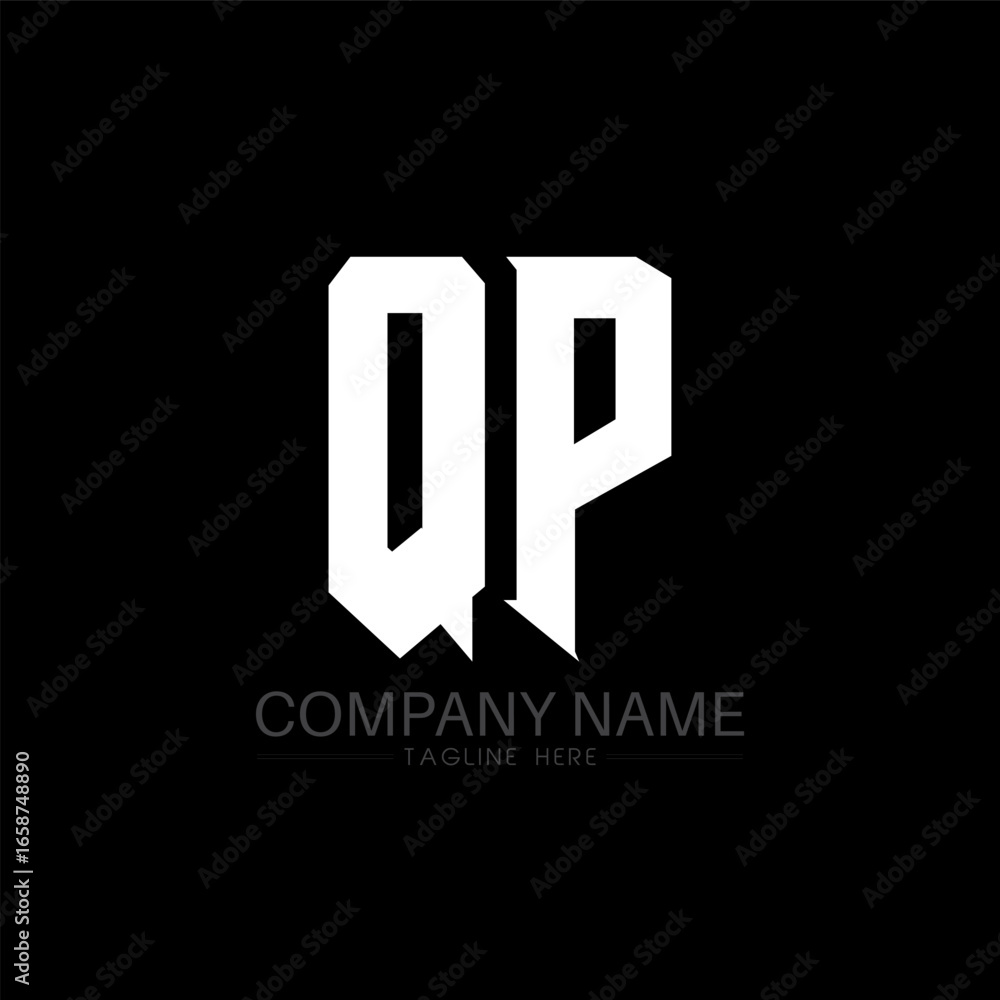 Fototapeta premium QP Letter Logo Design. Initial letters QP gaming's logo icon for technology companies. Tech letter QP minimal logo design template. QP letter design vector with white and black colors. QP