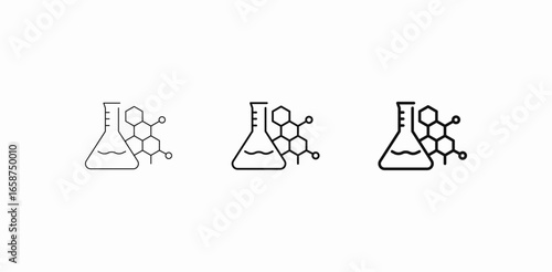 laboratory flask molecules icon sign vector