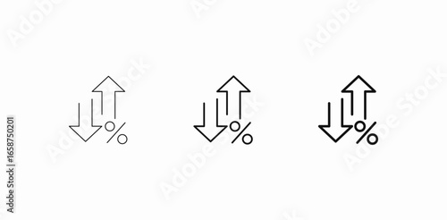 up down percentage icon sign vector