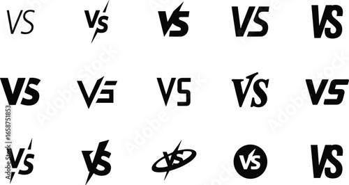 Versus logo icons set, black VS symbols, competition design, vs sign collection, battle icons, versus letters, duel logo vector.